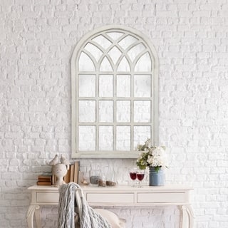White Mirrors Online At Our Best Decorative Gallery Solutions Farmhouse Cathedral Windowpane Wall Mirror