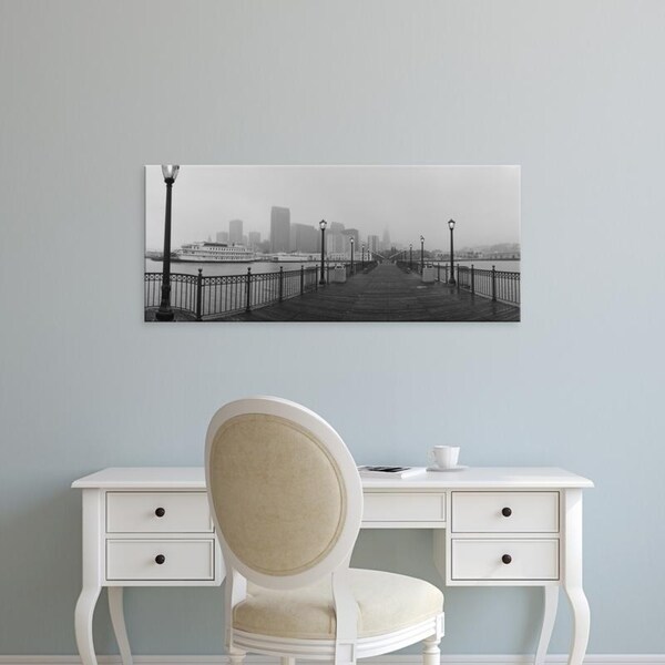 Easy Art Prints Panoramic Images's 'Street lamps on a bridge, San Francisco, California, USA' Premium Canvas Art