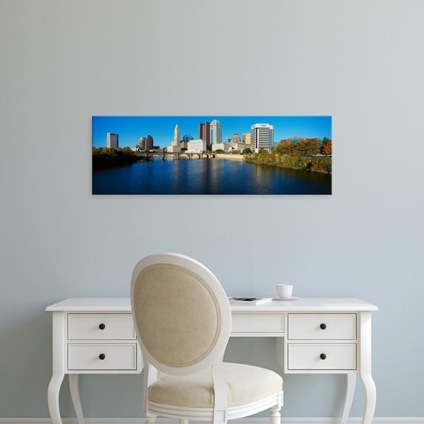Easy Art Prints Panoramic Images's 'Scioto River and Columbus Ohio skyline, with setting sunlight' Premium Canvas Art