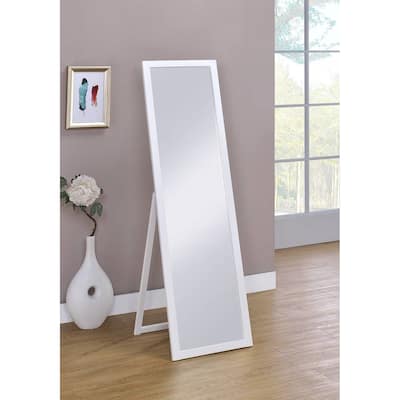 Cottage White Rectangle Stannding Wall Mirror 55 In. High