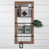 Gallery Solutions Metal/Wood Basket and Hook Wall Organizer