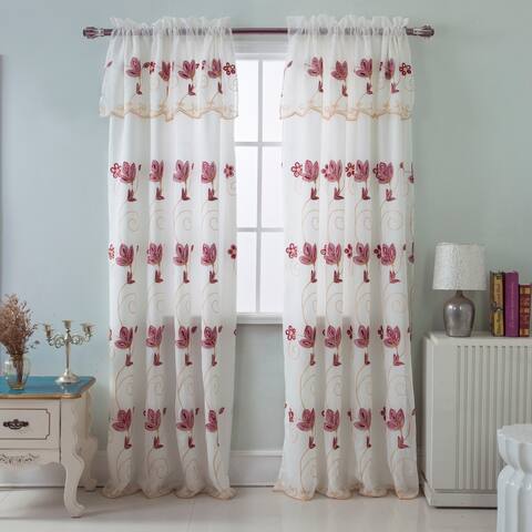 RT Designers Vittoria Embroidered 84-inch Satin Layered Rod Pocket Curtain Panel