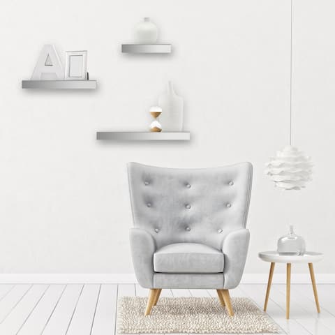 Mirrored Glass Decorative Wall Mount Floating Shelves, Set of 3
