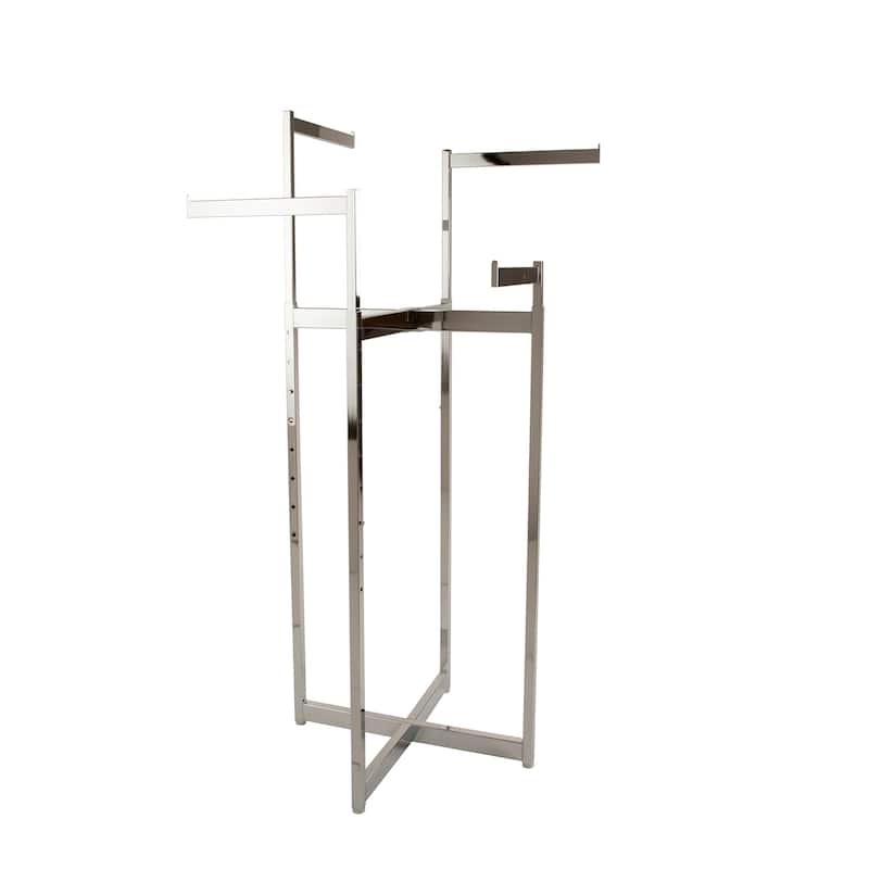 Econoco Clothing Rack - Chrome 4 Way Folding Space Saver Rack, Adjustable Height Arms, Square Tubing