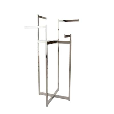 Econoco Clothing Rack - Chrome 4 Way Folding Space Saver Rack, Adjustable Height Arms, Square Tubing
