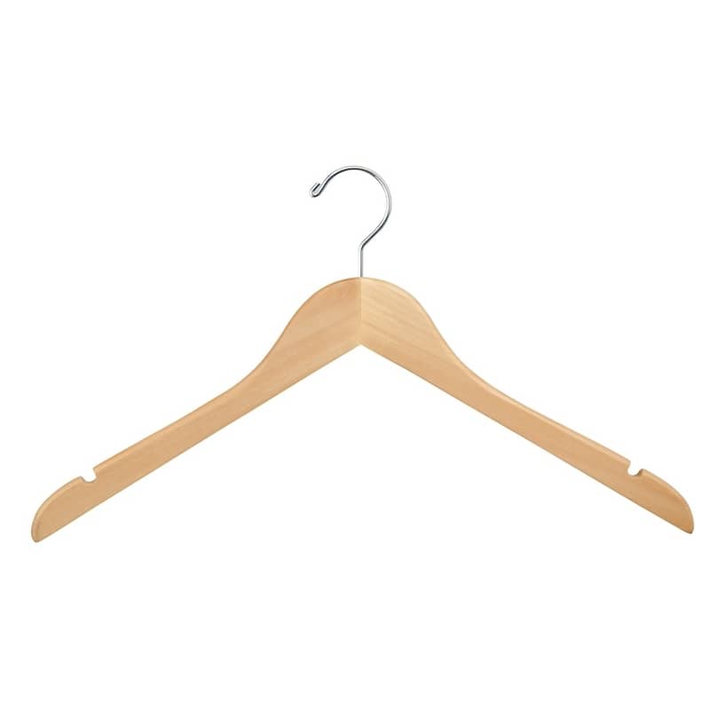 Econoco WH1731NC - 17 inch Wooden Hanger with Chrome Hook, No Bar, Natural Wood finish (Pack of 100)