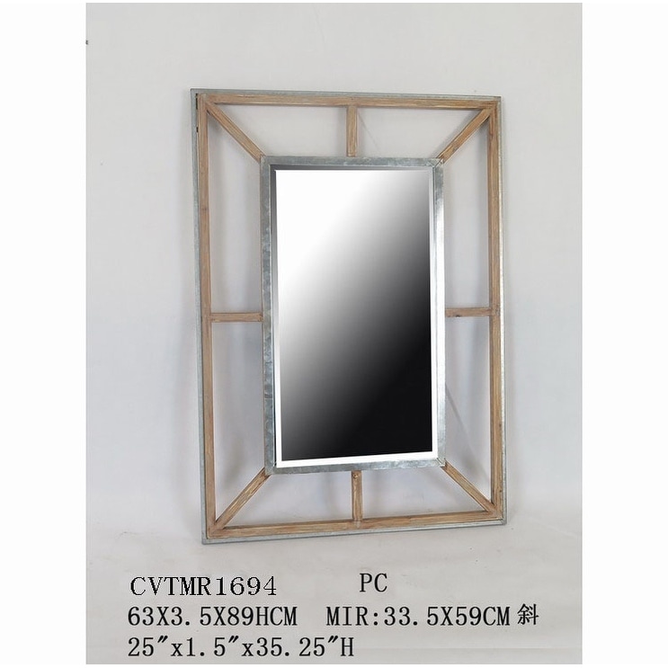 Stacy Natural Wood And Galvanized Metal Multidirectional Decorative Wall Mirror 1 5 X 25 X 35 35 L X 25 W X 1 5 D Overstock 24215132