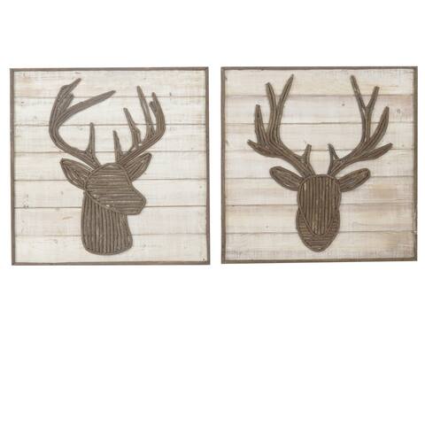 Trophy Wooden Vertical Wall Decors, Set of 2 - Brown