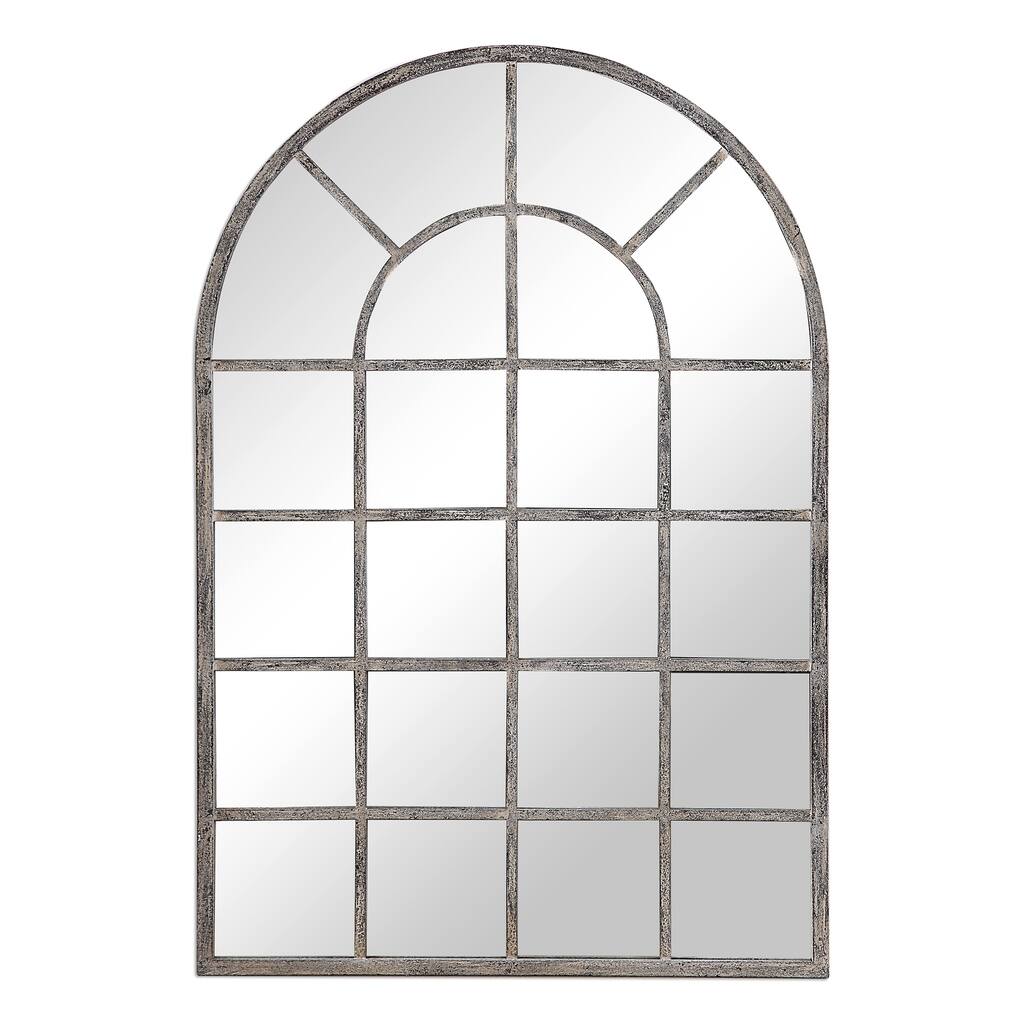 The Gray Barn Wilset Antique Rustic Grey Arched Wall Mirror - 30x44x1.25