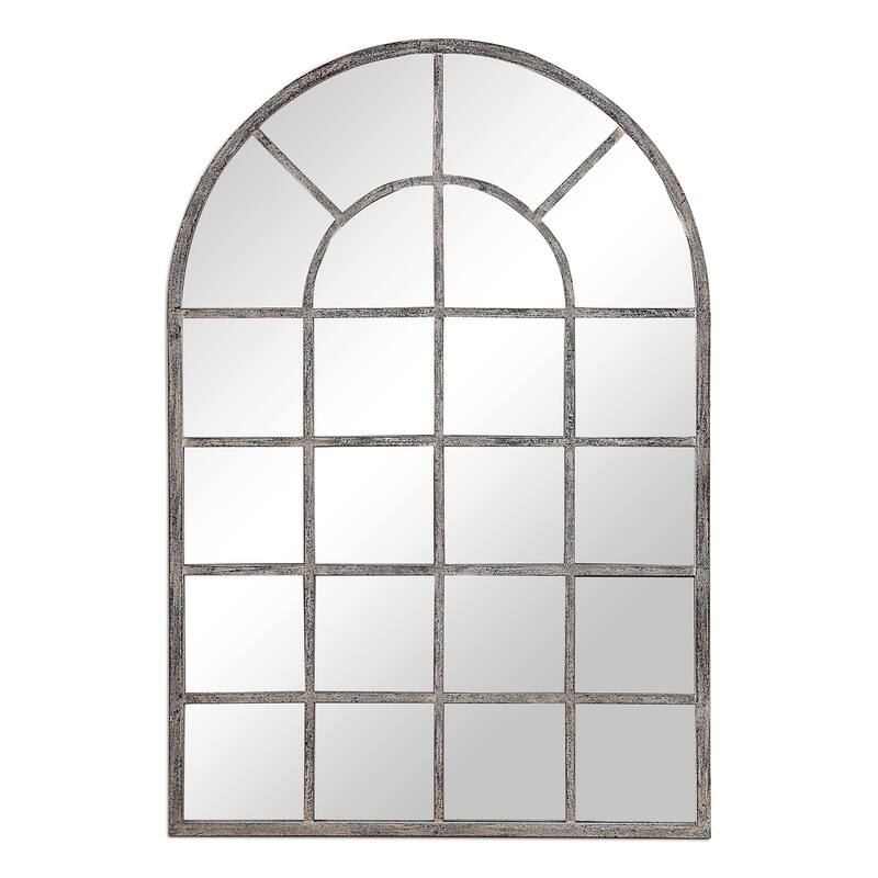 The Gray Barn Wilset Antique Rustic Grey Arched Wall Mirror - 30x44x1.25