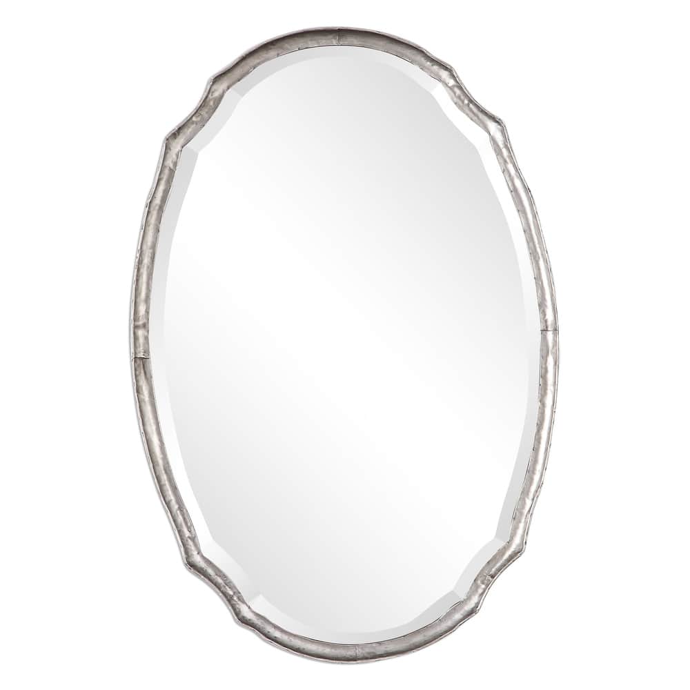 Copper Grove Wilset Hammered Silver Decorative Oval Wall Mirror