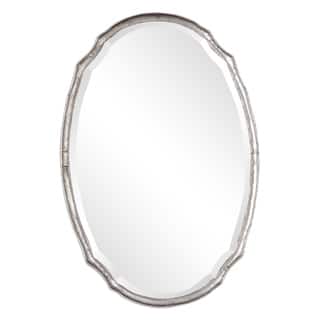 Copper Grove Wilset Hammered Silver Decorative Oval Wall Mirror