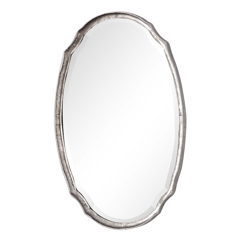 Copper Grove Wilset Hammered Silver Decorative Oval Wall Mirror