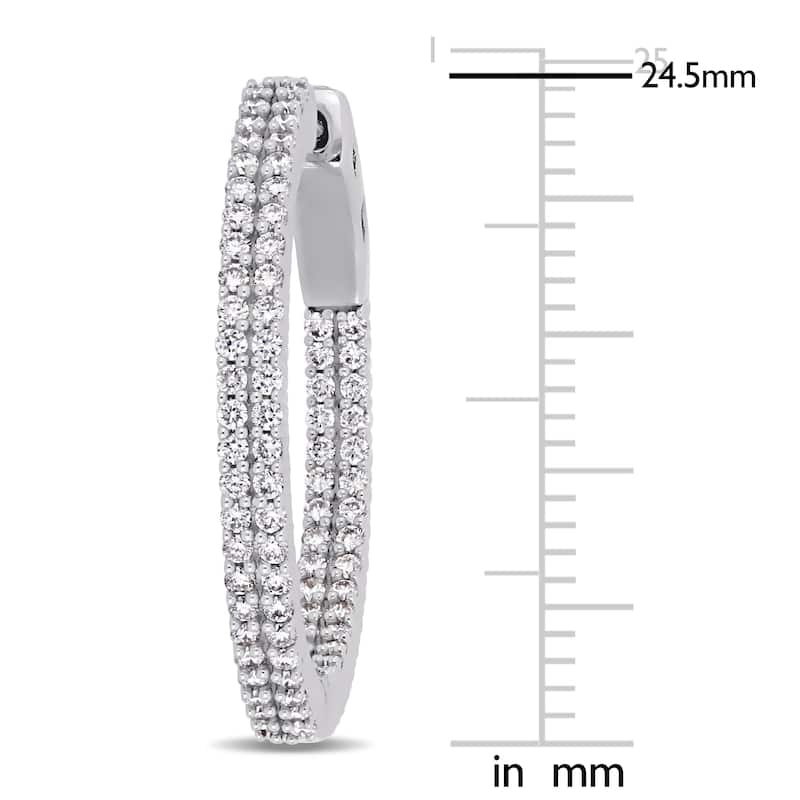 Miadora 14k White Gold 1ct TDW Diamond Inside-Outside Hoop Earrings