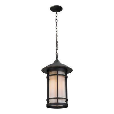 Avery Home Lighting Outdoor Oil-rubbed Bronze Chain Light with Matte Opal Glass Shade
