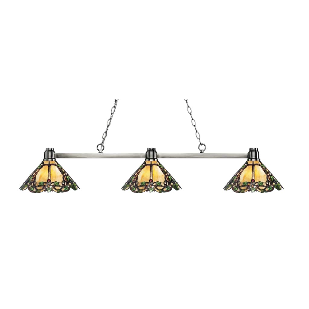 Avery Home Lighting Park Brushed Nickel 3-lights Brushed Nickel Tiffany-style Finished Island/ Billiard Light