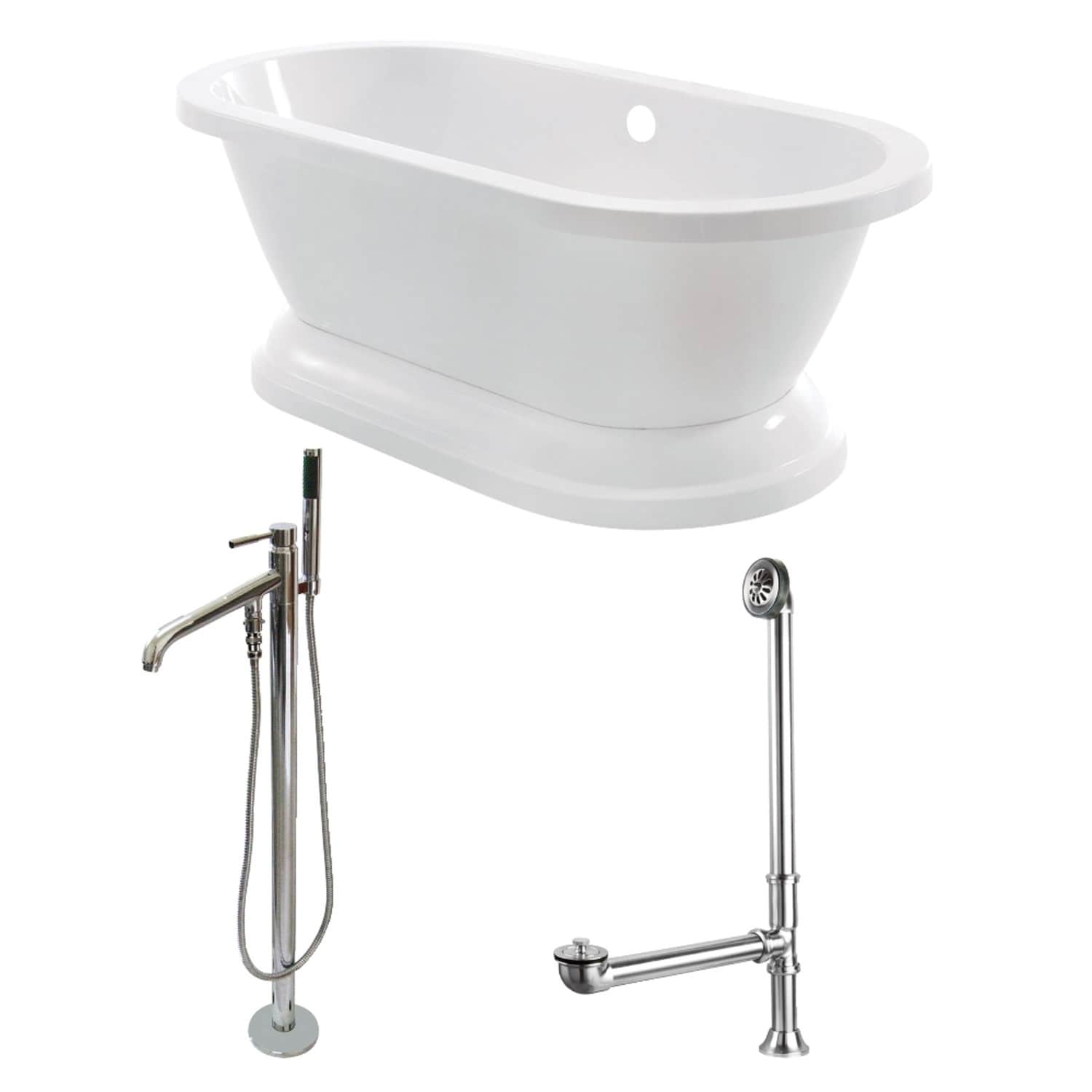Shop Double Ended Cast Iron 72 Inch Pedestal Bathtub With Faucet