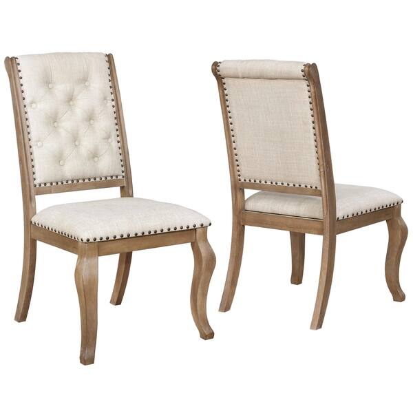 French Neoclassic 18th Century Design Button Tufted Dining Chairs Set Of 2