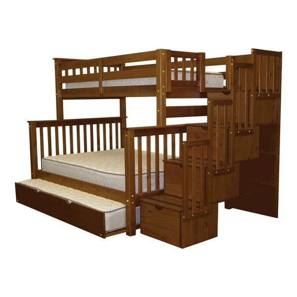 Shop Bedz King Espresso Stairway Bunk Beds Twin-over-Full and a Full ...