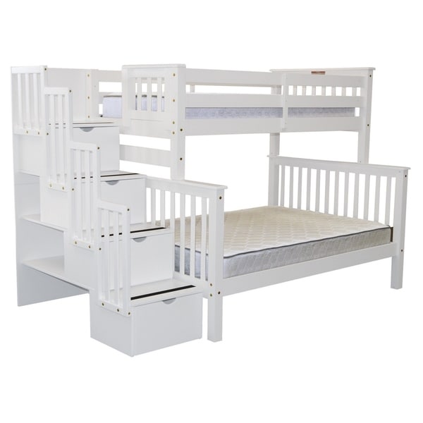 Shop Bedz King White Wood 4drawer Twin Over Full Bunk Bed with
