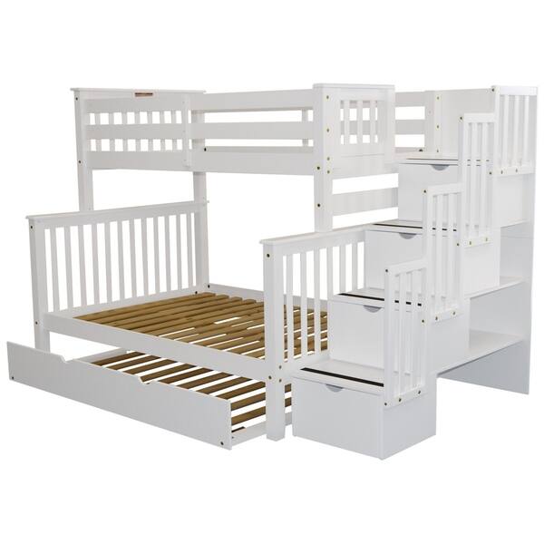 Shop Bedz King White Brazilian Pine Wood Stairway Twin Over Full