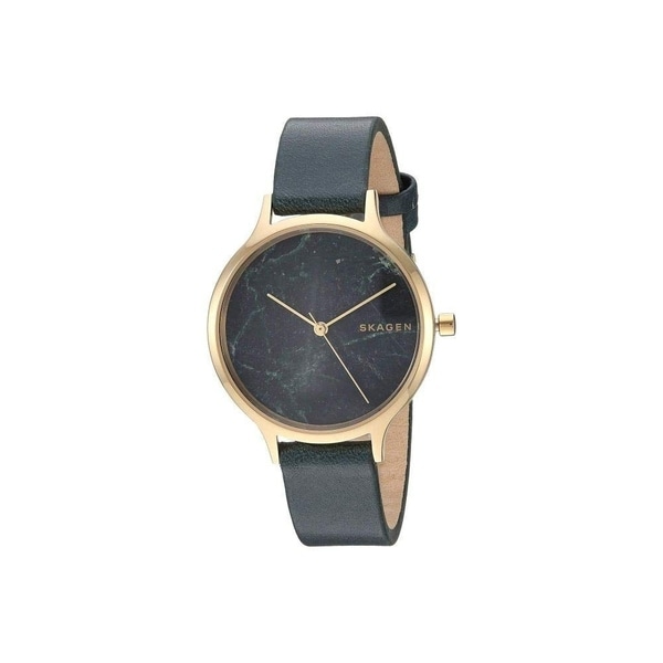 anita green leather stone watch