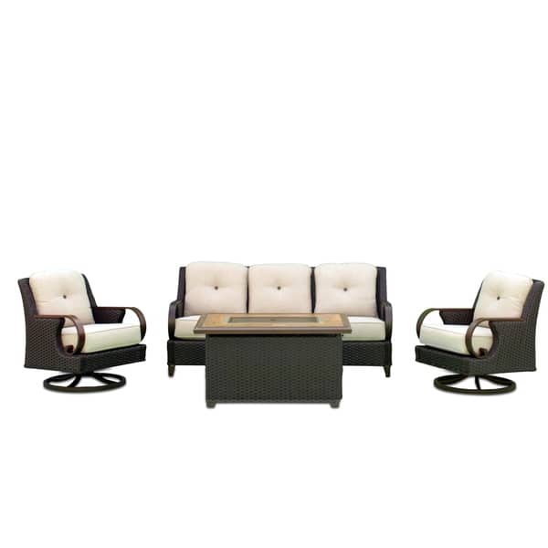 Shop Courtyard Casual Brookstone Brown Polyrattan Outdoor ... Shop Courtyard Casual Brookstone Brown Polyrattan Outdoor ... on Safavieh Outdoor Living Granton 5 Pc Living Set id=43949