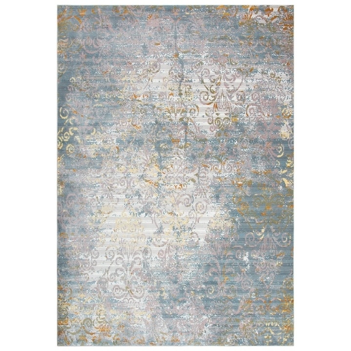 Alora Decor Morocco Collection Grey Broken Damask Rug