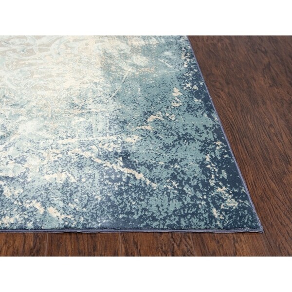 Glamour Vine/Scroll Teal/Blue Area Rug - (7'10" x 9'10") - 7'10" x 9'10"
