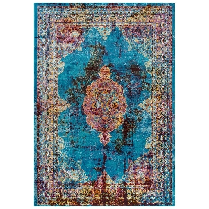 Alora Decor Morocco Collection Blue Medallion Rug