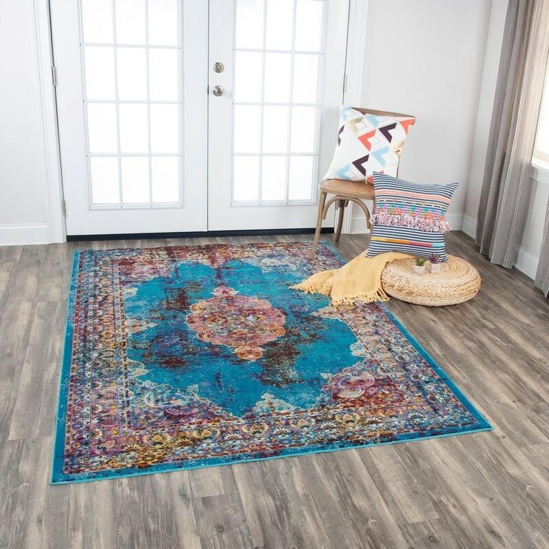 Alora Decor Morocco Collection Blue Medallion Rug