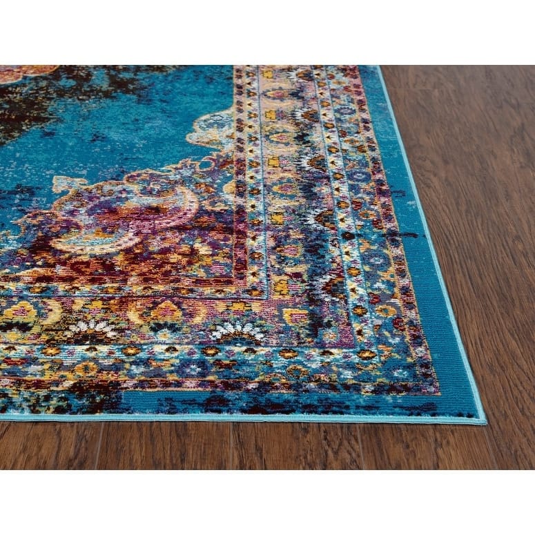 Alora Decor Morocco Collection Blue Medallion Rug