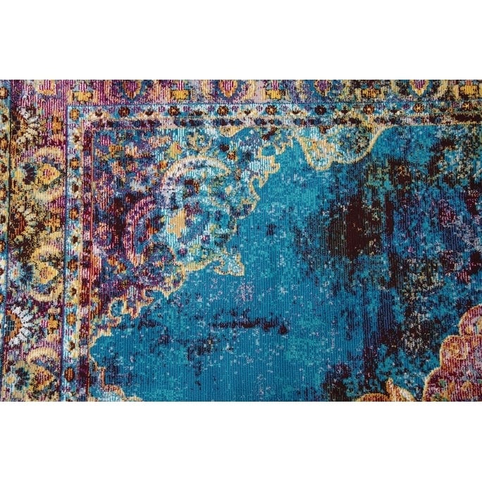 Alora Decor Morocco Collection Blue Medallion Rug