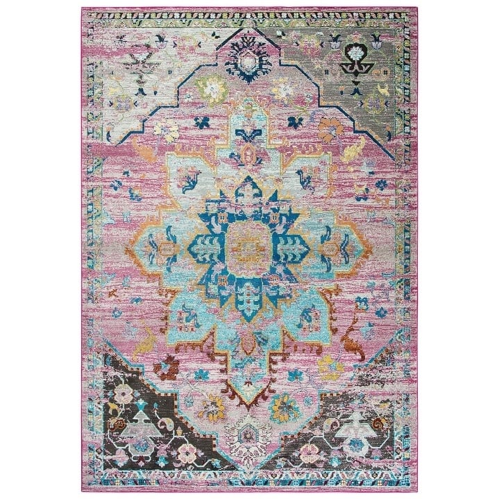 Morocco Collection Pink Medallion Rug