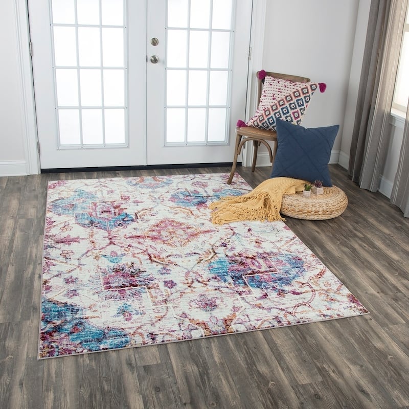 Alora Decor Morocco Collection Blue Damask Rug