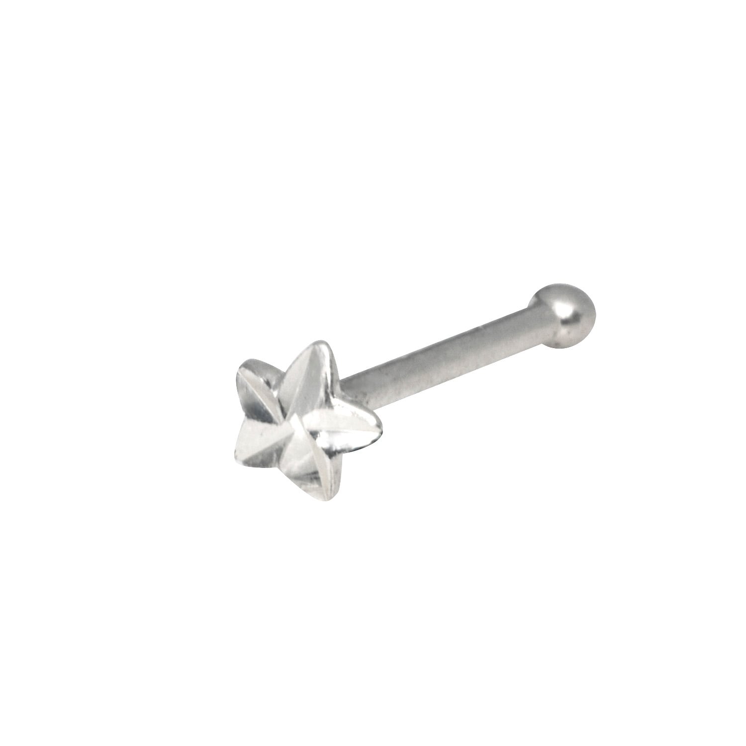 JewelryWeb Solid 14K Yellow White Gold 2-mm 20 Gauge Polished Cross Nose Stud