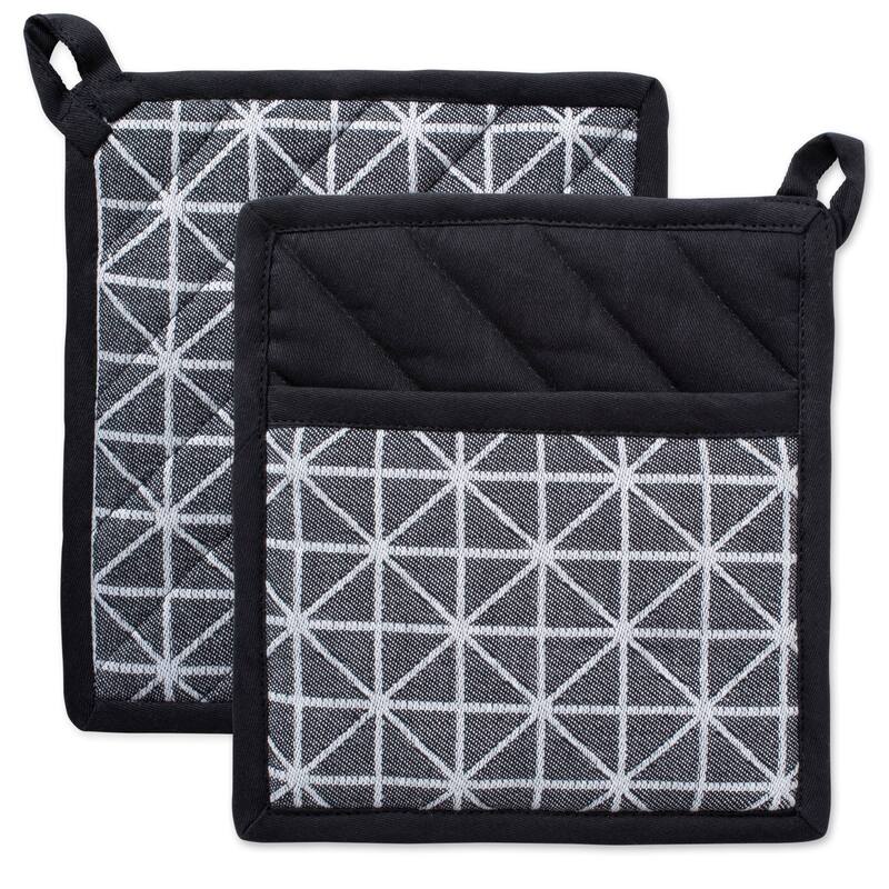 DII Black And White Kitchen Potholder Set (Set of 2)