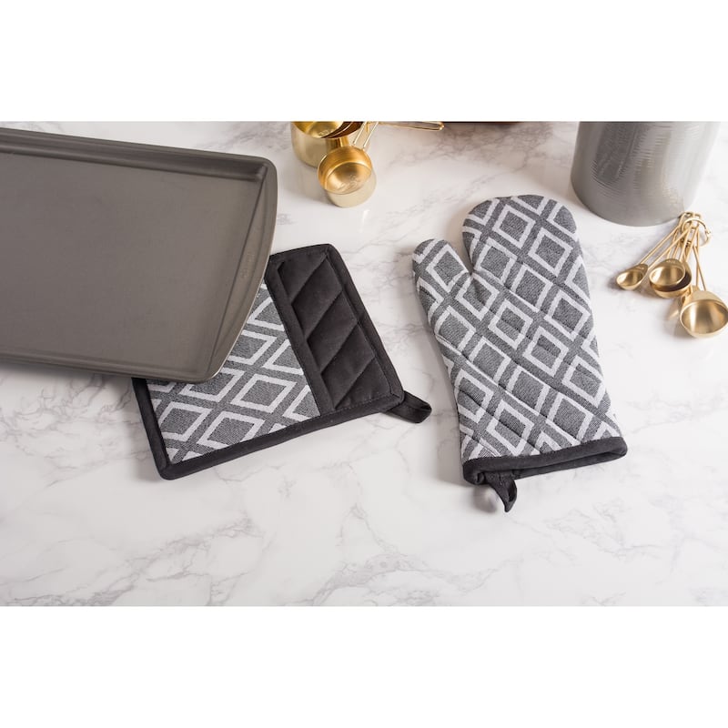 DII Black And White Kitchen Potholder Set (Set of 2)