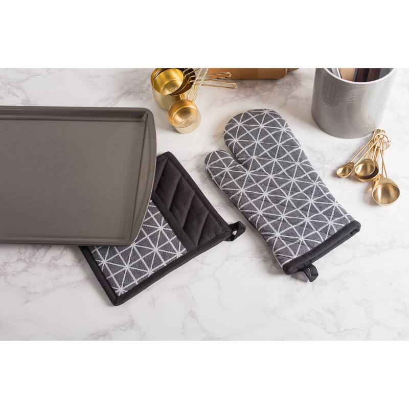 DII Black And White Kitchen Potholder Set (Set of 2)