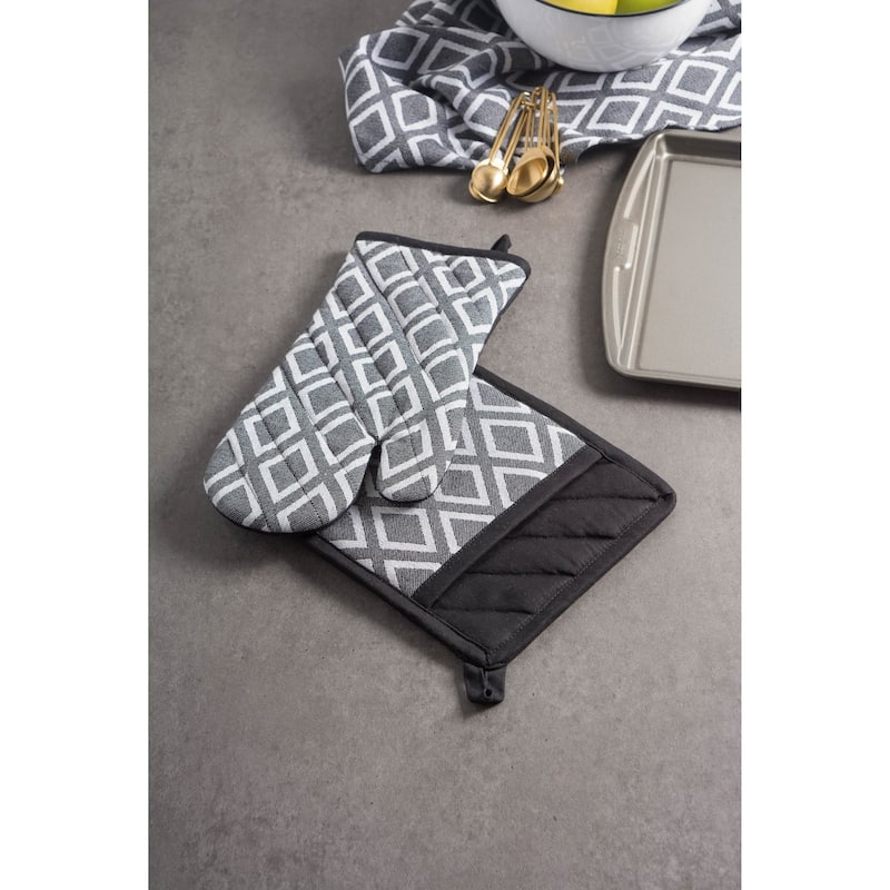 DII Black And White Kitchen Potholder Set (Set of 2)