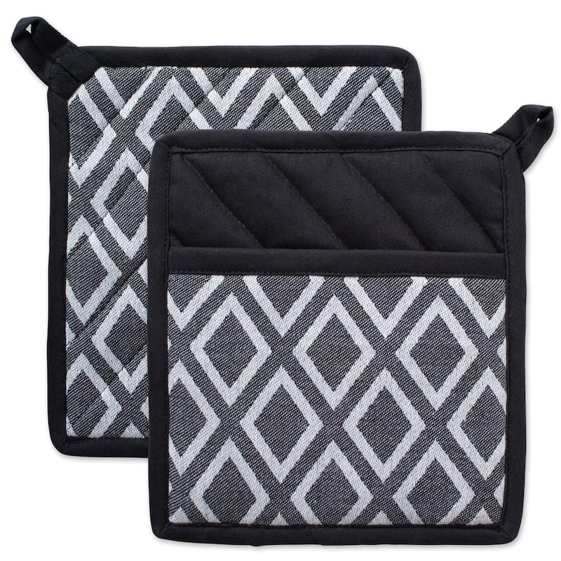 DII Black And White Kitchen Potholder Set (Set of 2)