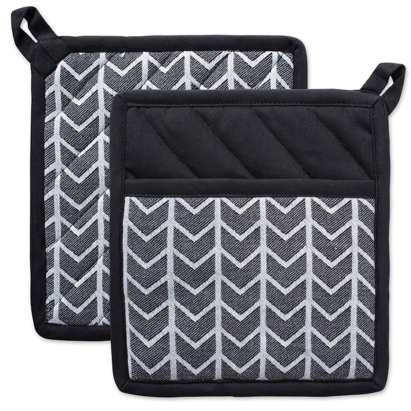 DII Black And White Kitchen Potholder Set (Set of 2)