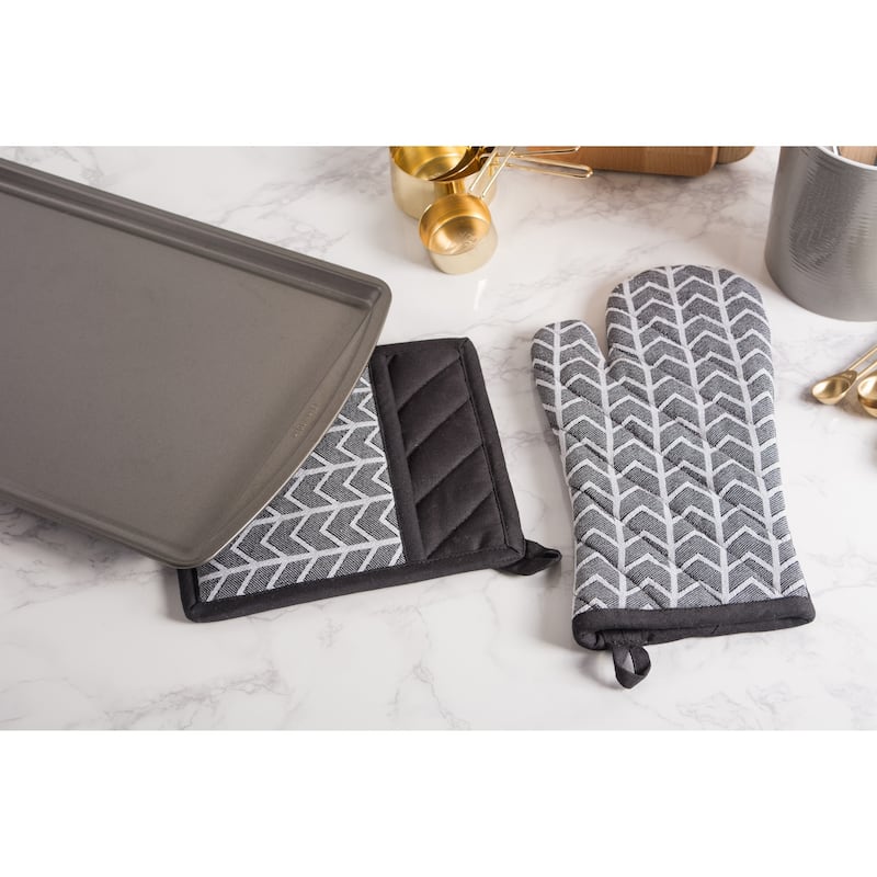 DII Black And White Kitchen Potholder Set (Set of 2)