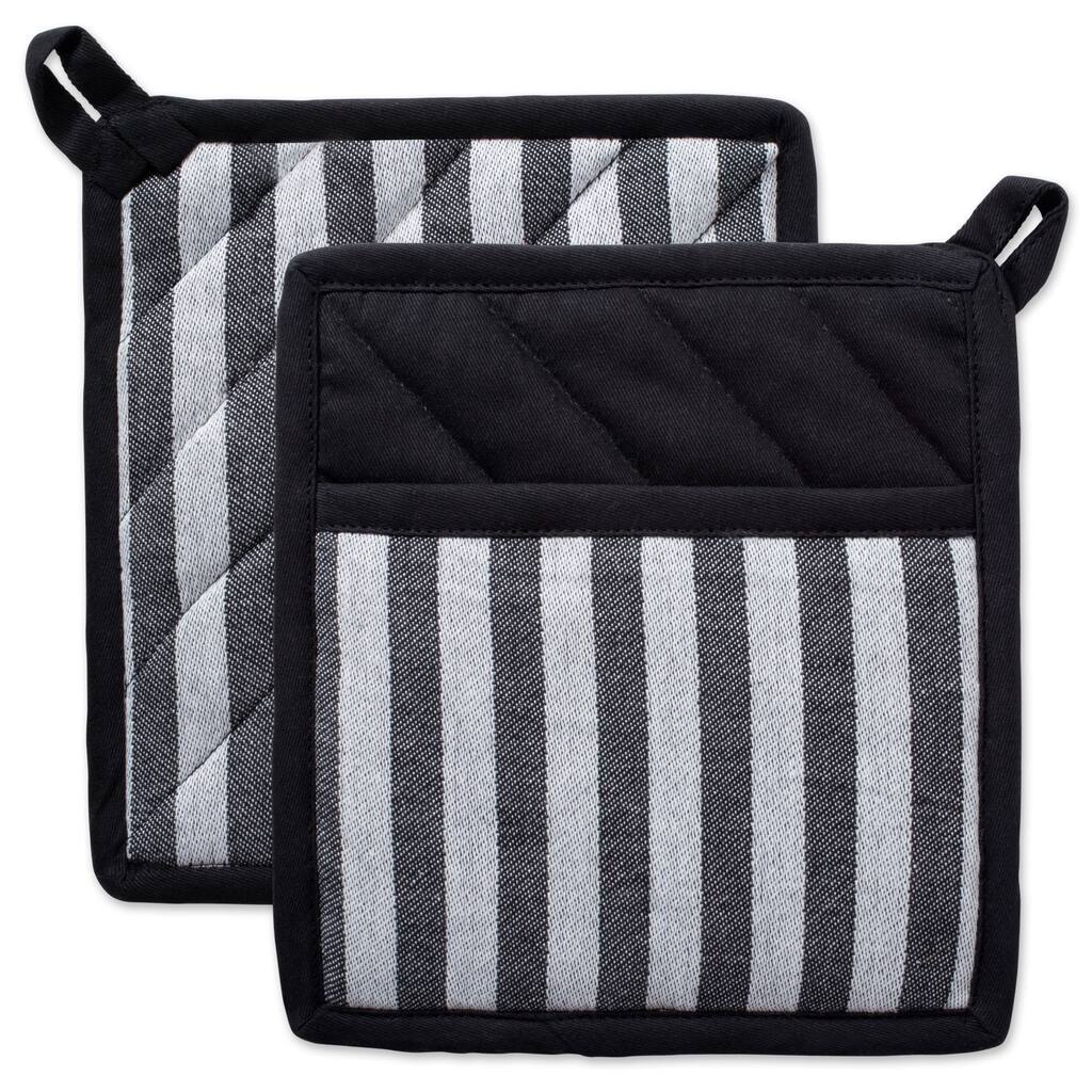 DII Black And White Kitchen Potholder Set (Set of 2)