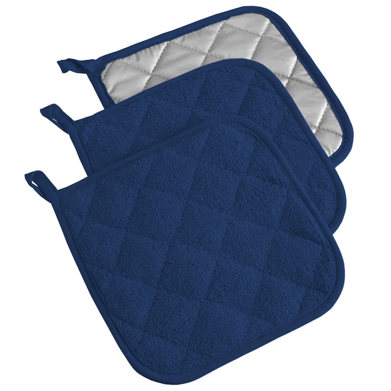 DII Terry Kitchen Potholder Set (Set of 3) - Nautical Blue