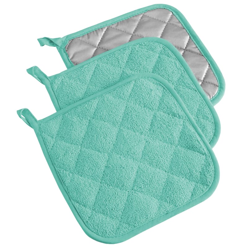 DII Terry Kitchen Potholder Set (Set of 3) - Aqua