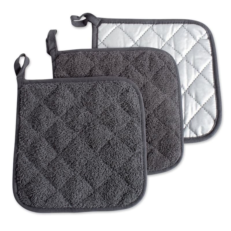DII Terry Kitchen Potholder Set (Set of 3) - Mineral