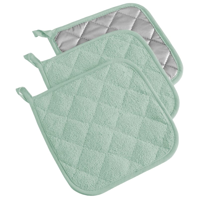 DII Terry Kitchen Potholder Set (Set of 3) - Mint