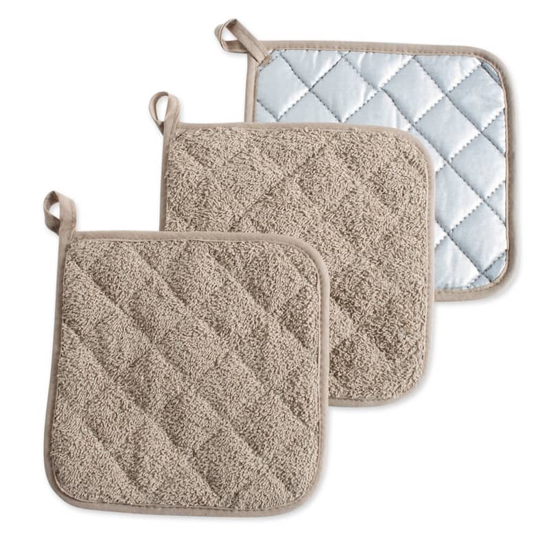 DII Terry Kitchen Potholder Set (Set of 3) - Stone