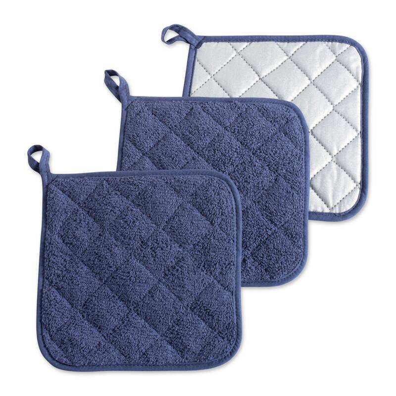 DII Terry Kitchen Potholder Set (Set of 3) - French Blue